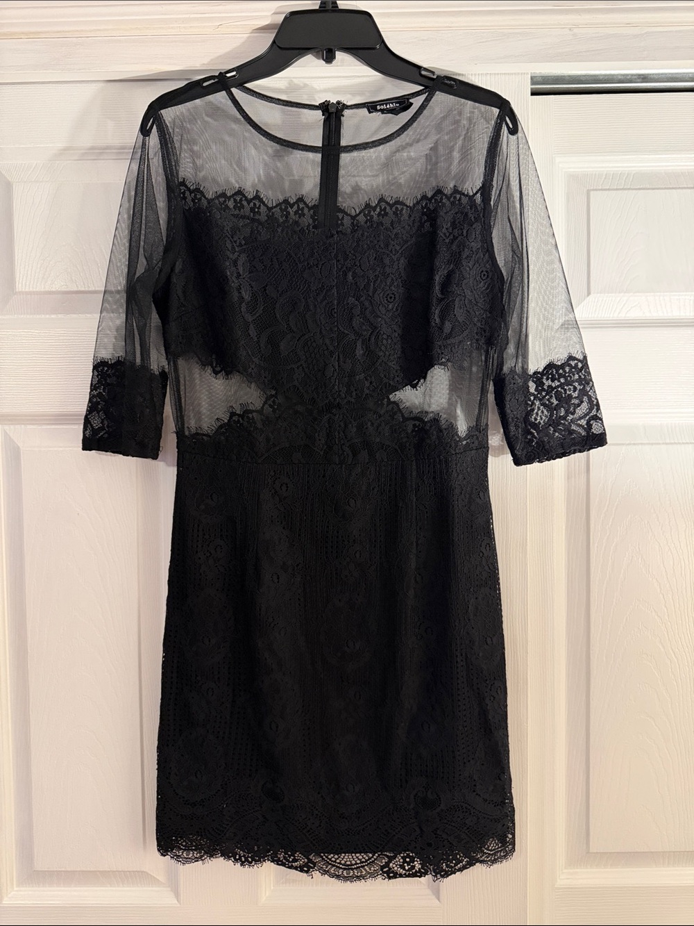 Soieblu Black Lace & Sheer Yoke Mini Dress